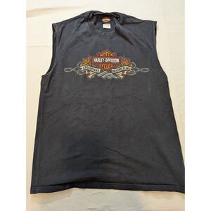 Harley-Davidson USA Made Muscle Tee L Bar & Shield Front, Ketchikan Alaska, VTG